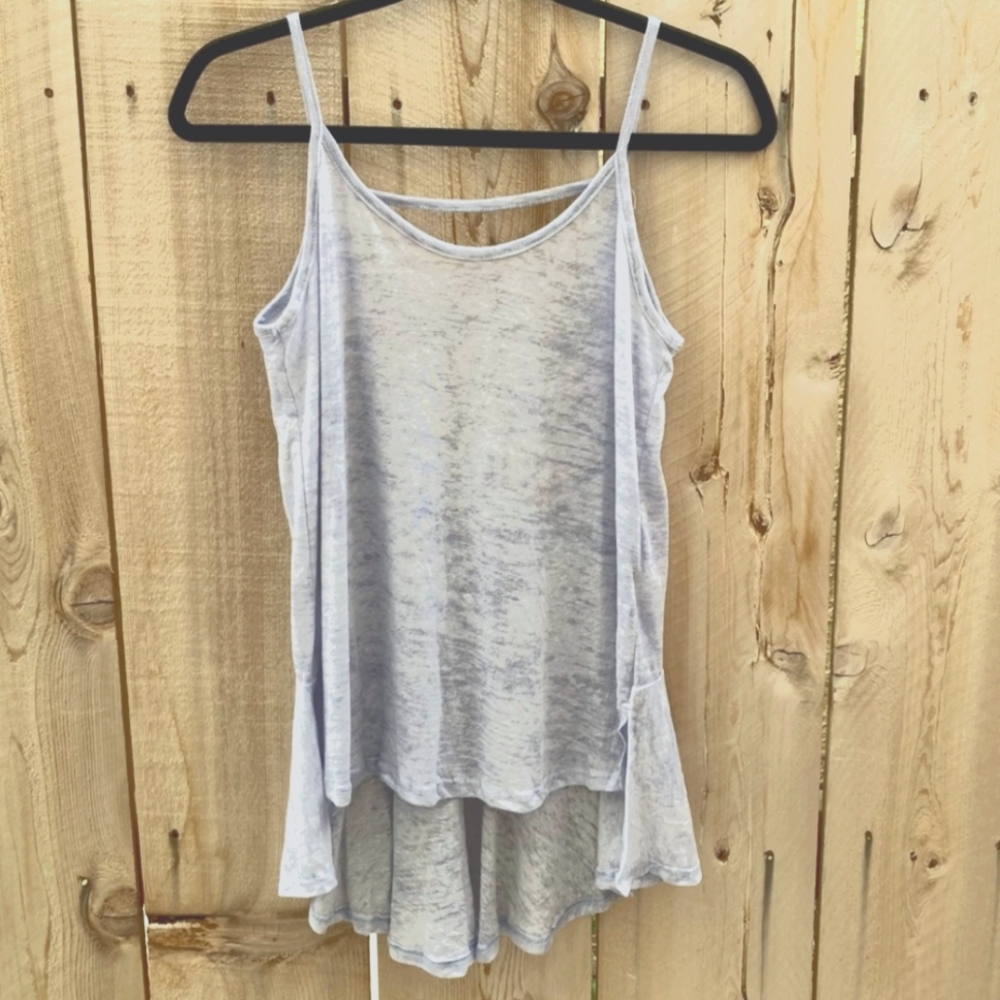 Free People Movement Acid Wash Burnout Tank Top Light Blue